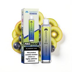 Hayati Pro Max 4000 Puffs Disposable Vape Myrtille Kiwi avec batterie rechargeable et LED