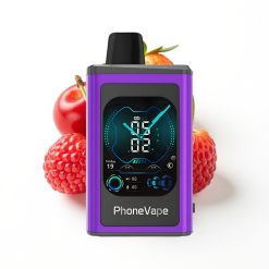 JNR PhoneVape 30000 bouffées Vape Jetable Cerise Fraise Framboise avec Batterie Rechargeable 850mAh et Écran Complet