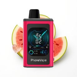 JNR PhoneVape 30000 bouffées Vape Jetable Pastèque Glacée avec Batterie Rechargeable et Écran Complet