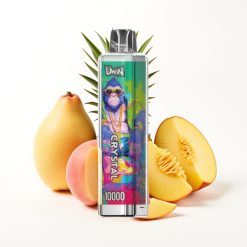Uwin Crystal 10000 Puffs Vape Disposable Pêche Mangue Ananas avec lumière RGB et recharge Type-C
